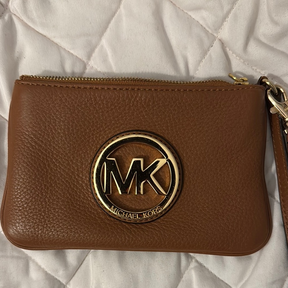 Michael Kors Brown Leather Wristlet
